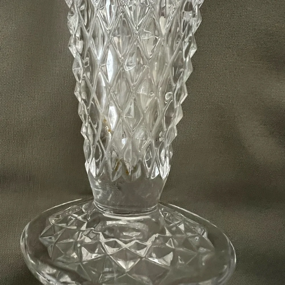Princess House Lead Crystal Diamond Cut Trumpet Vase 8”